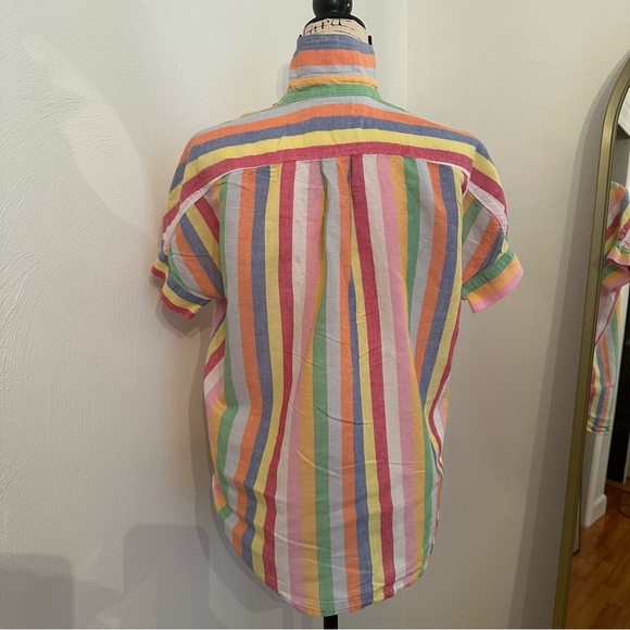 J Crew Linen Blended Candy striped Shirt Size 0 ¥¥ - Picture 4 of 14